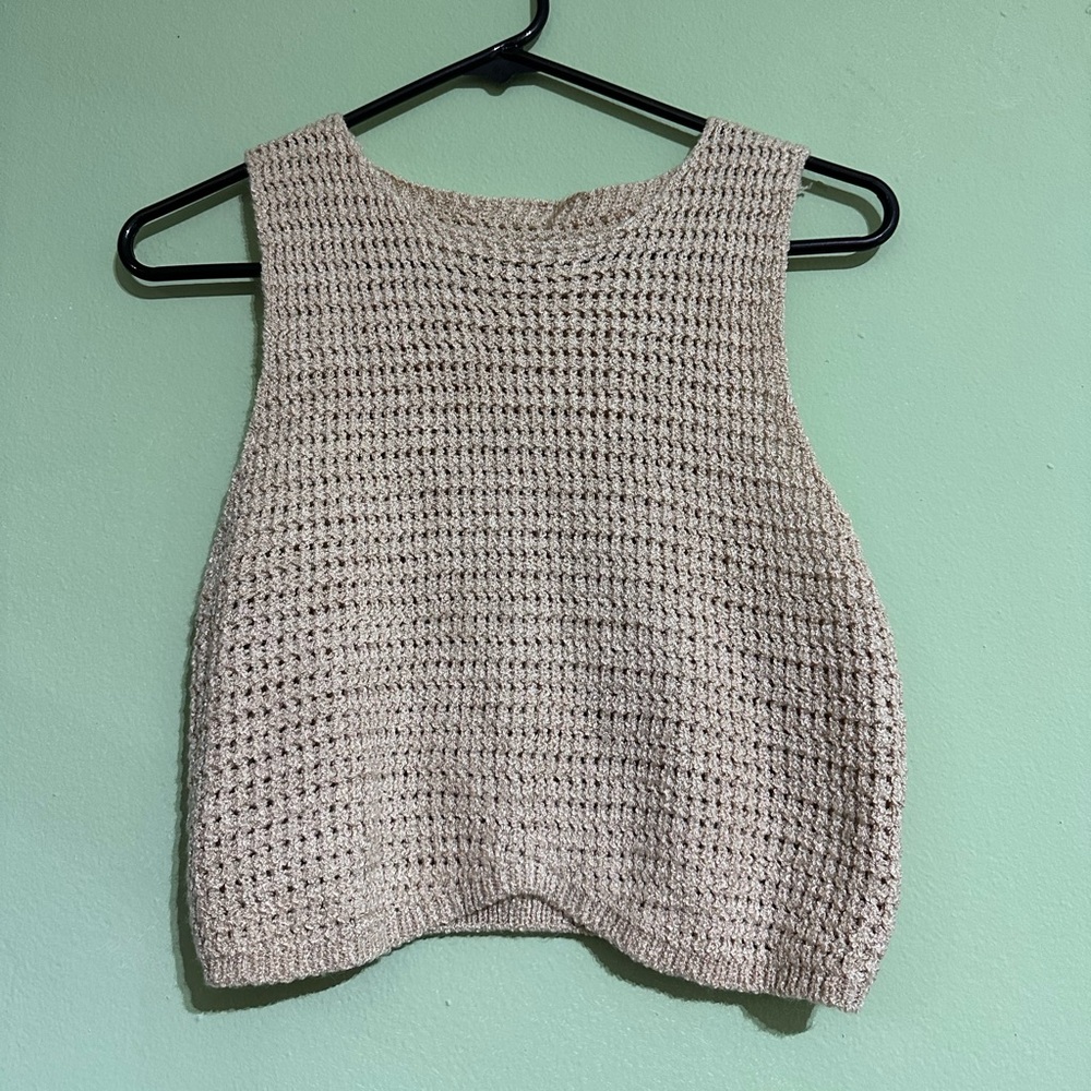 Beige Knitted Crop Top